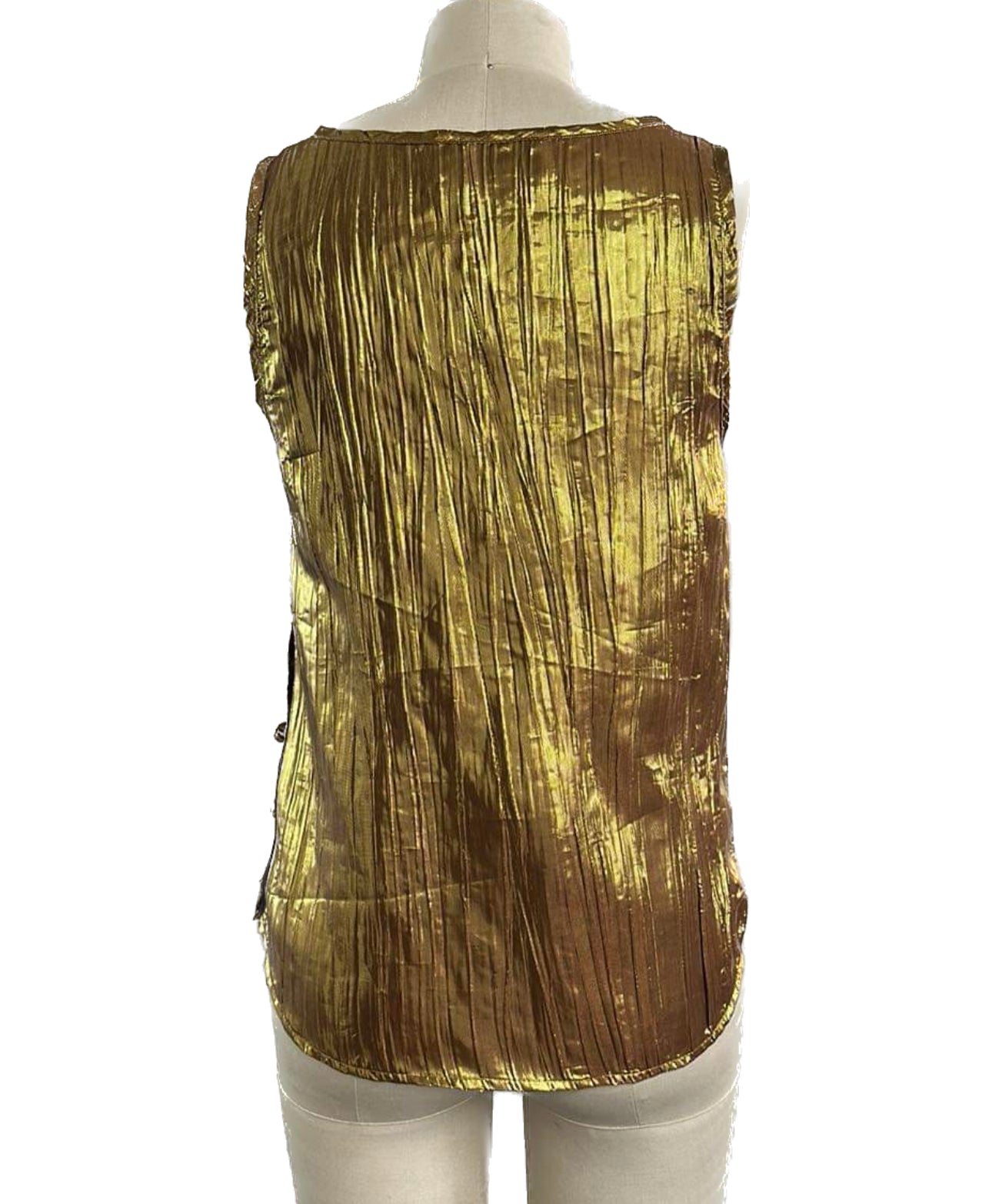 Wrinkle lame gold waist tank top