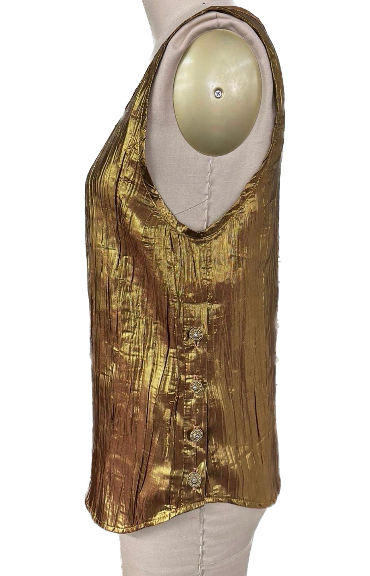 Wrinkle lame gold waist tank top