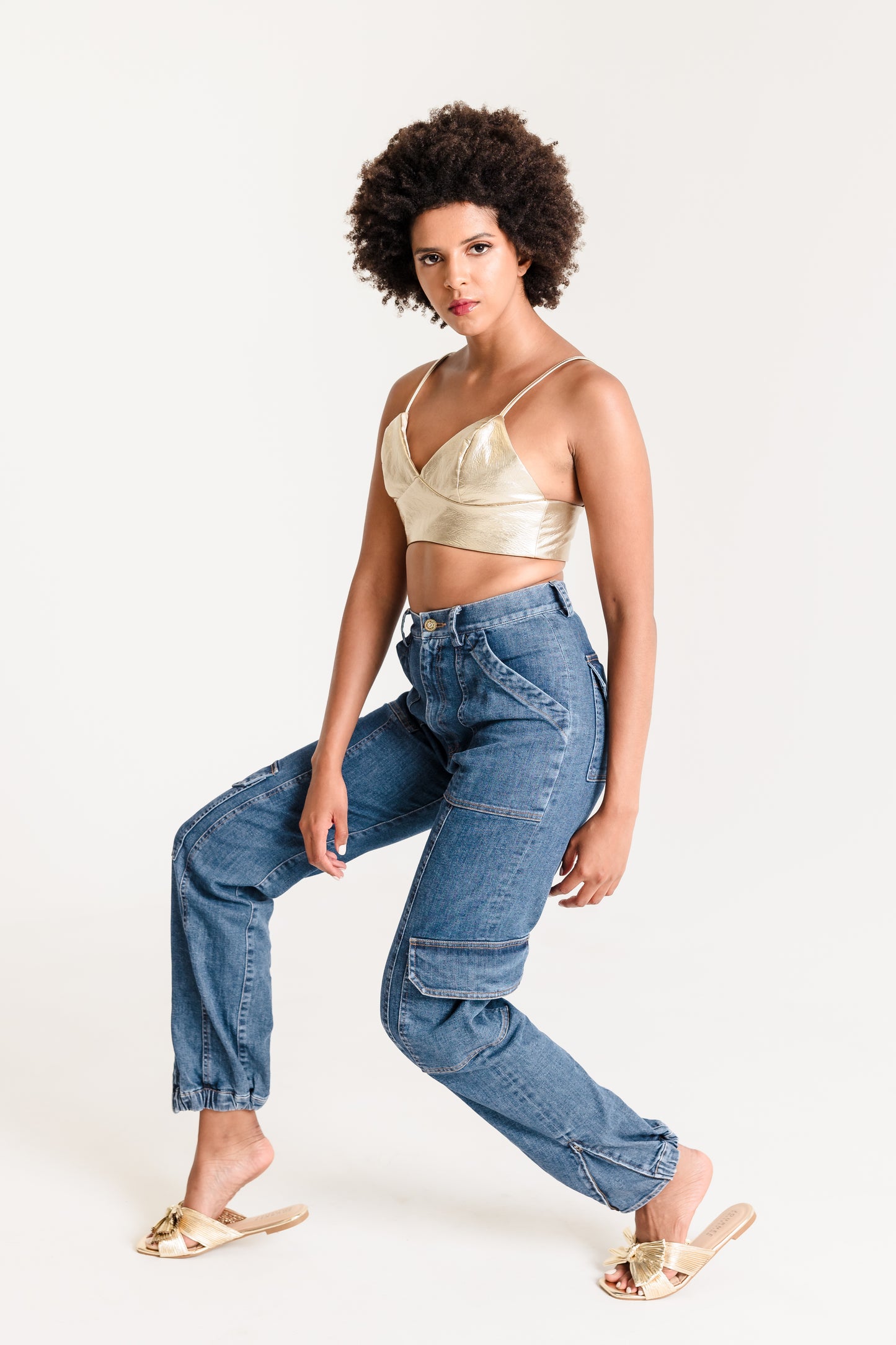 Stretch Wash Denim Cargo Pants