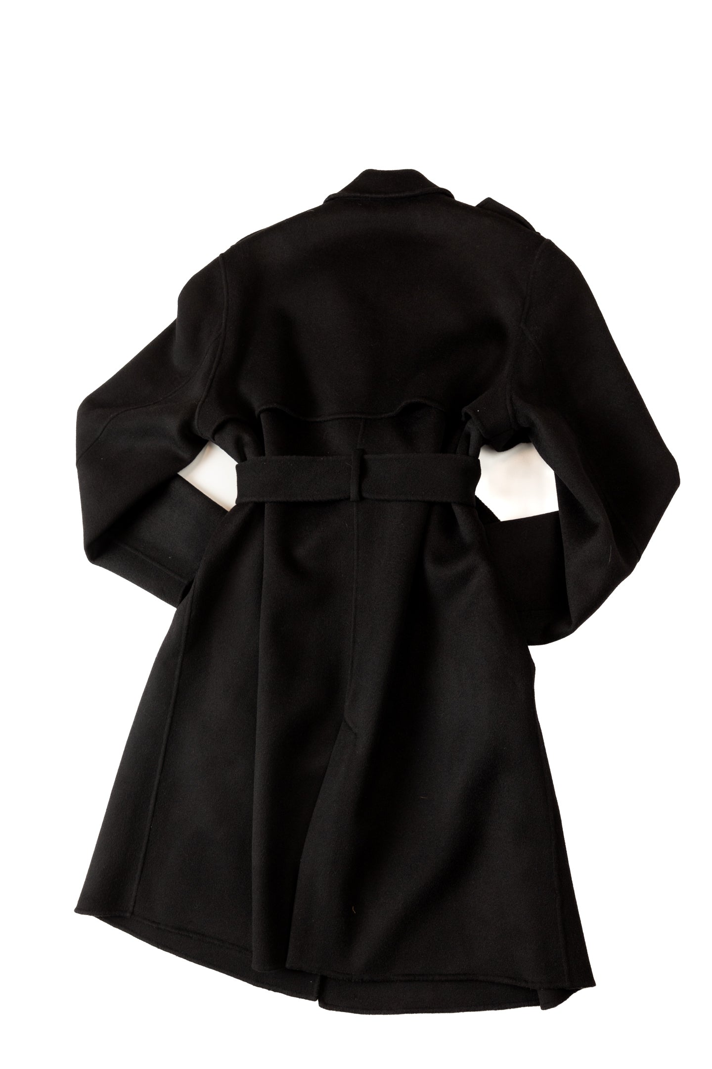 Oversized Black Wool Trench Coat
