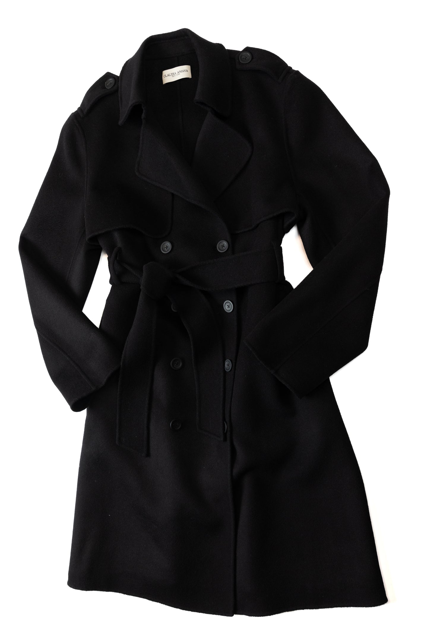 Oversized Black Wool Trench Coat