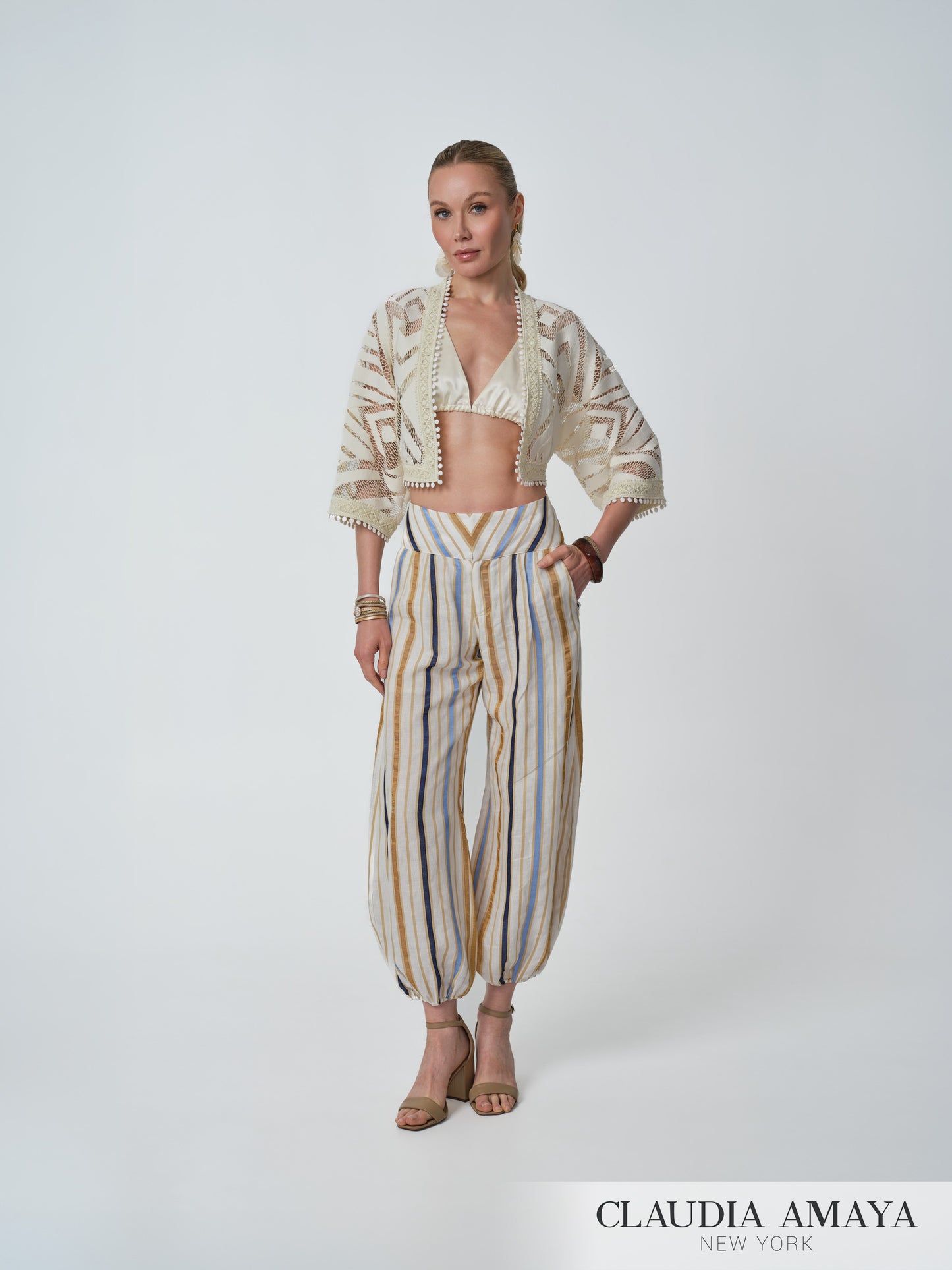 Marina 3/4 Sleeve Lace Cutout Bolero