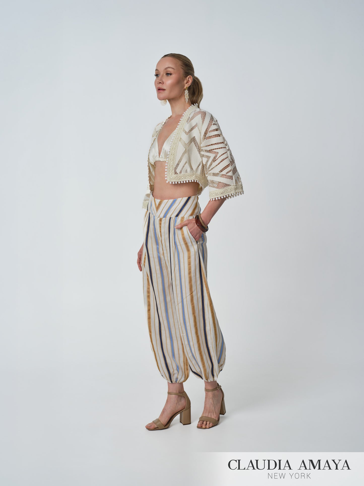 Marina 3/4 Sleeve Lace Cutout Bolero