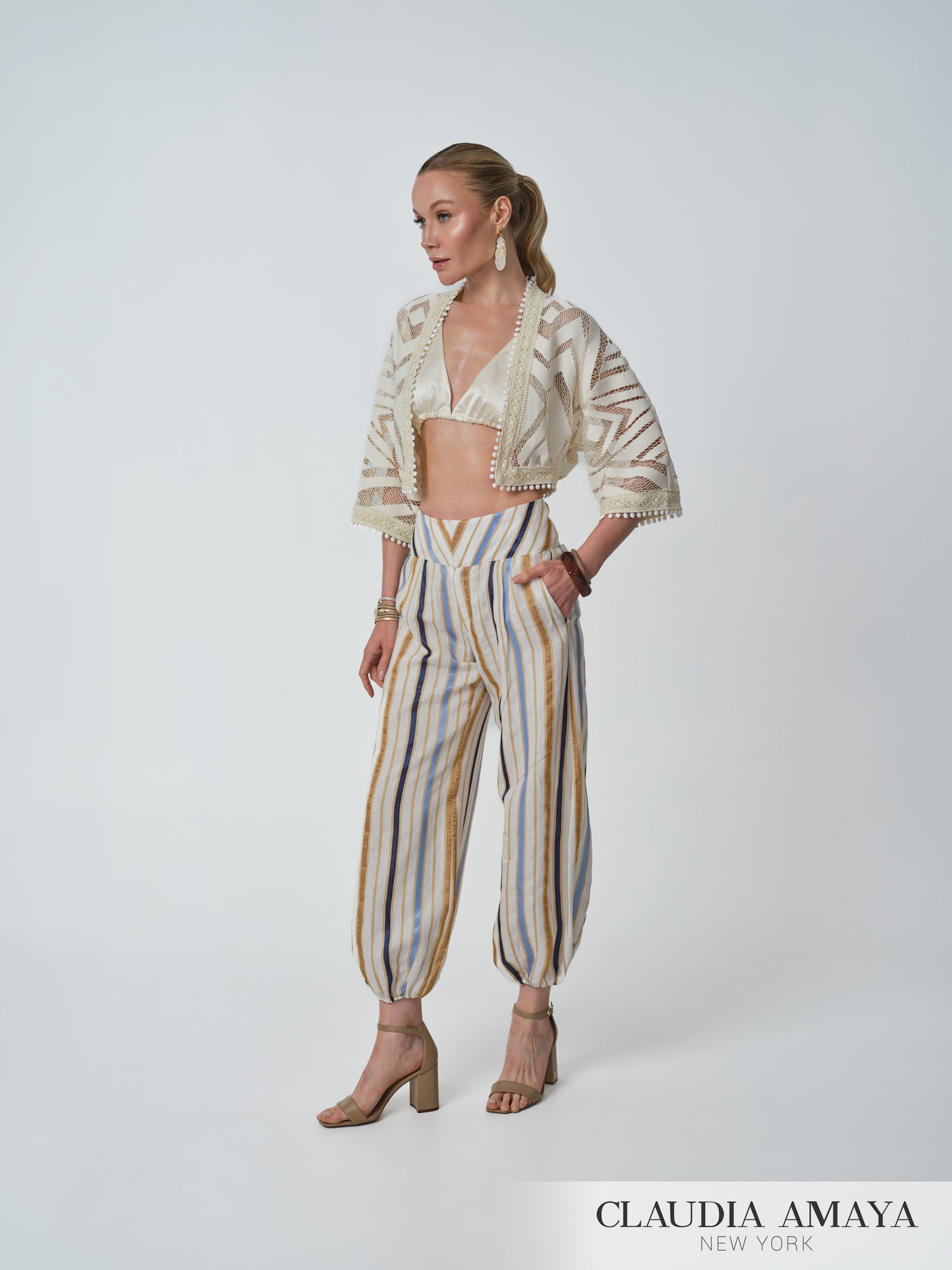 Marina 3/4 Sleeve Lace Cutout Bolero