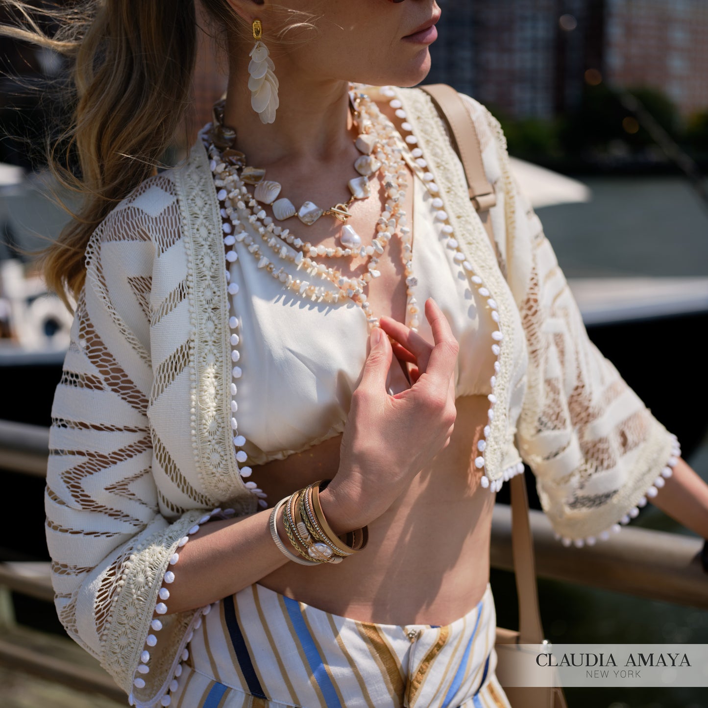 Marina 3/4 Sleeve Lace Cutout Bolero