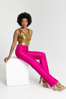 Wrinkle lame gold waist tank top