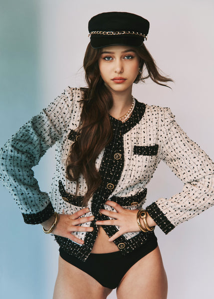 White  & Black Tweed Jacket