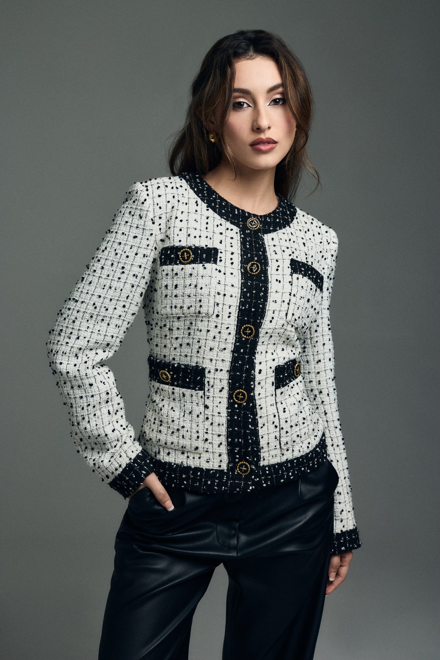 White  & Black Tweed Jacket