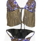 Triangle Bikini Top With Fringe Trim