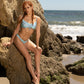 Blue Flamingo Tie Front Top