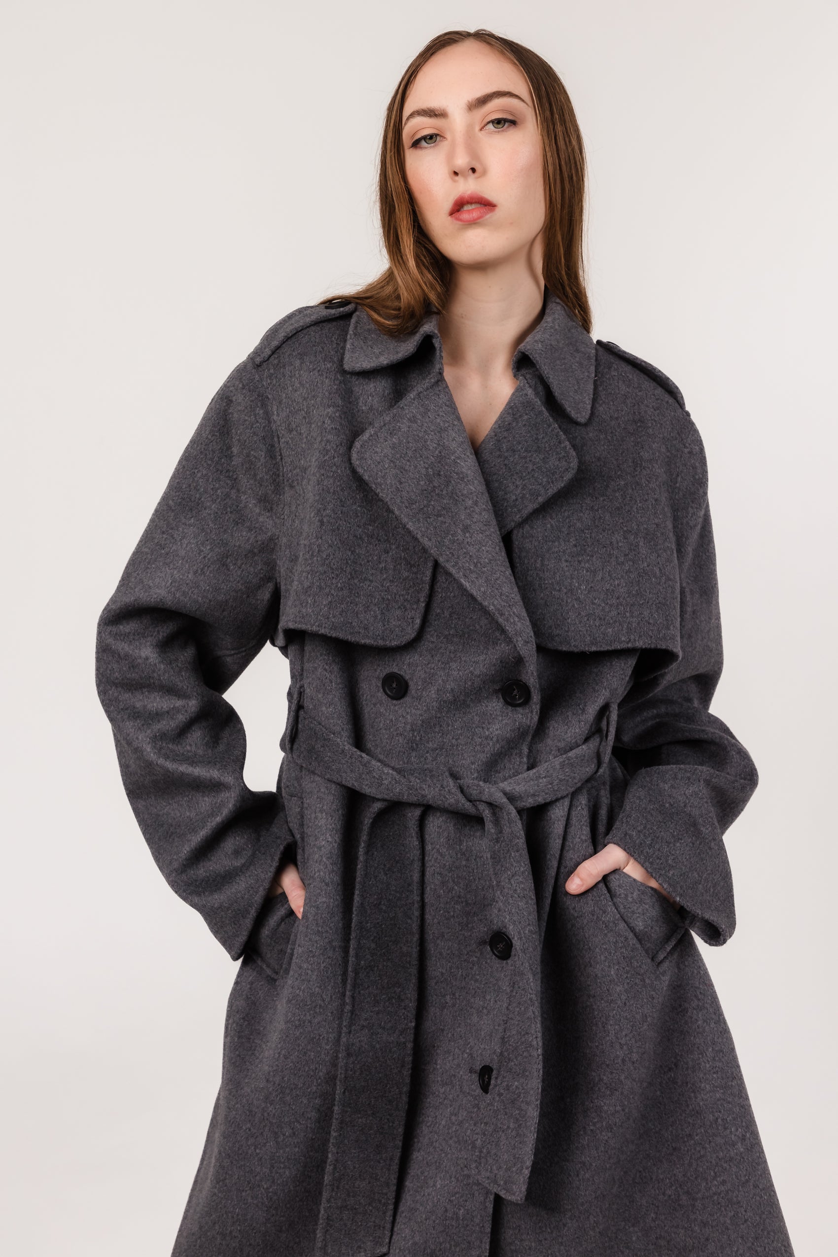 Oversized Wool Silk Trench Coat