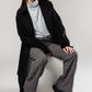 Oversized Black Wool Trench Coat