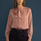 Silk Bow Tie Cuffed Long Sleeve Shirt