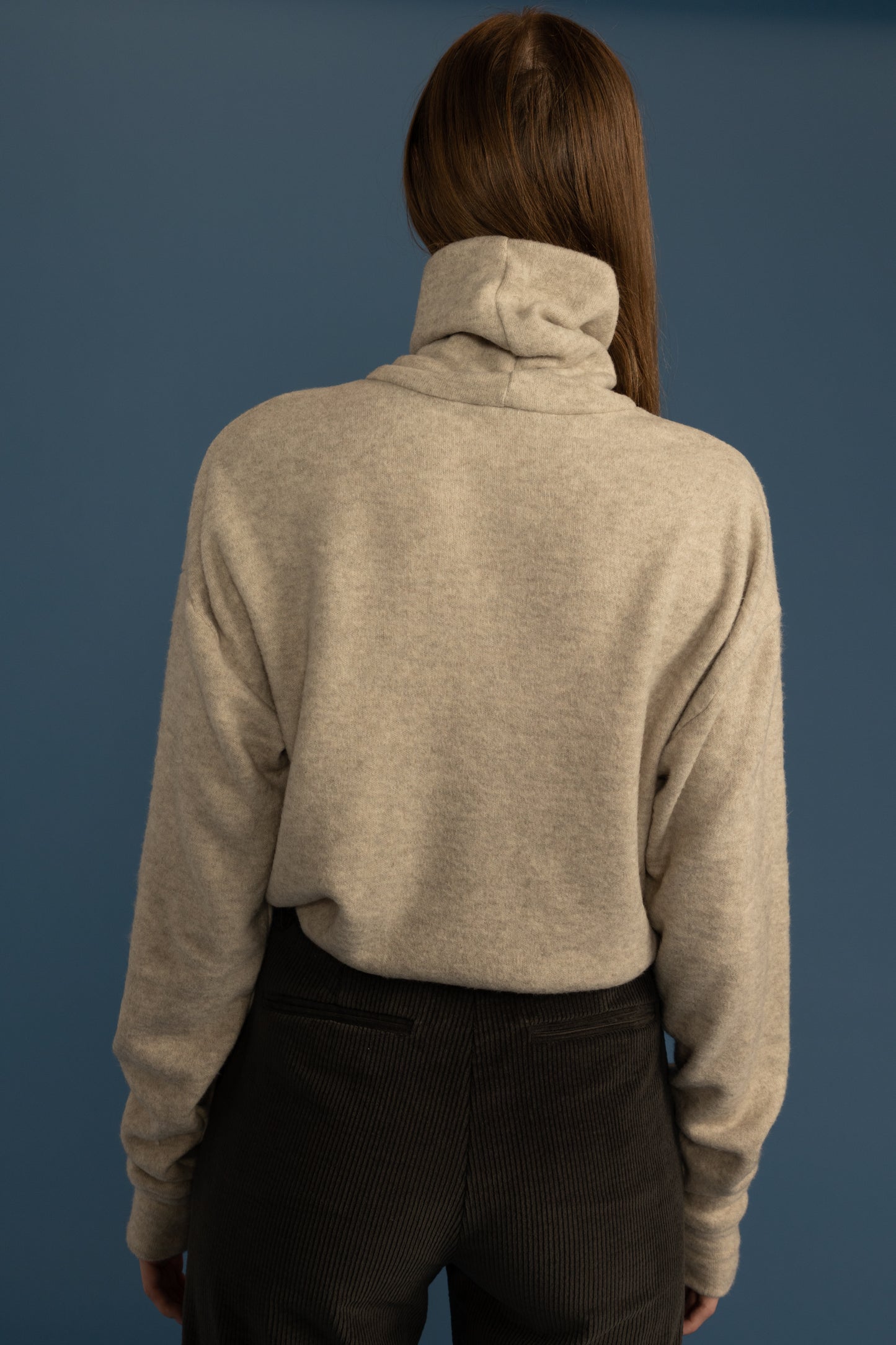 Brushed Double Knit Oversized Turtleneck Sweater