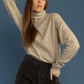 Brushed Double Knit Oversized Turtleneck Sweater