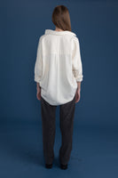 Oversized Cotton Collar V Neck Placket Shirt