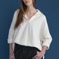 Oversized Cotton Collar V Neck Placket Shirt