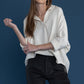 Oversized Cotton Collar V Neck Placket Shirt