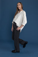Oversized Cotton Collar V Neck Placket Shirt