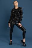 Vegan Leather Slim Fit Pintuck  Pants