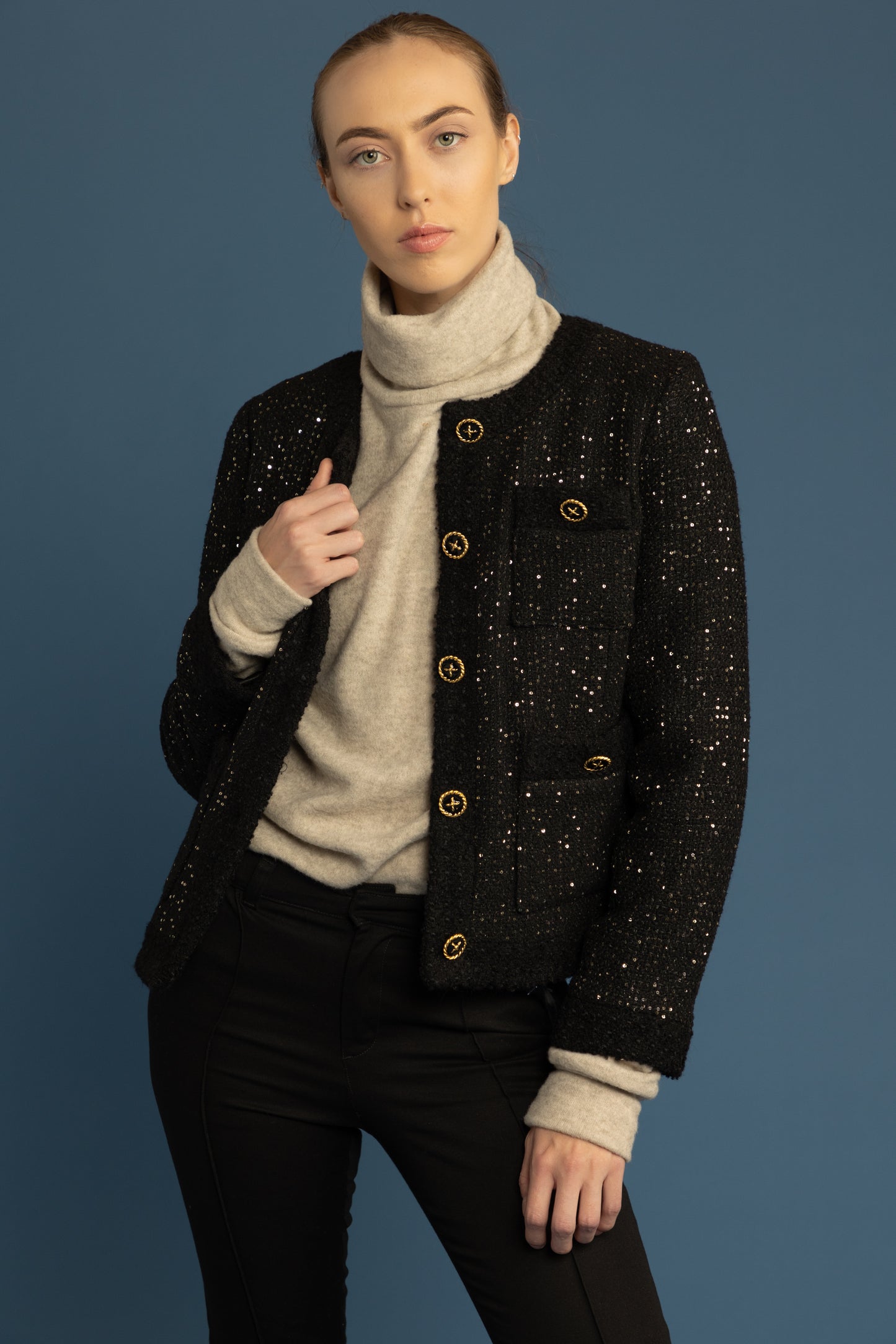 Black & Gold Tweed Jacket
