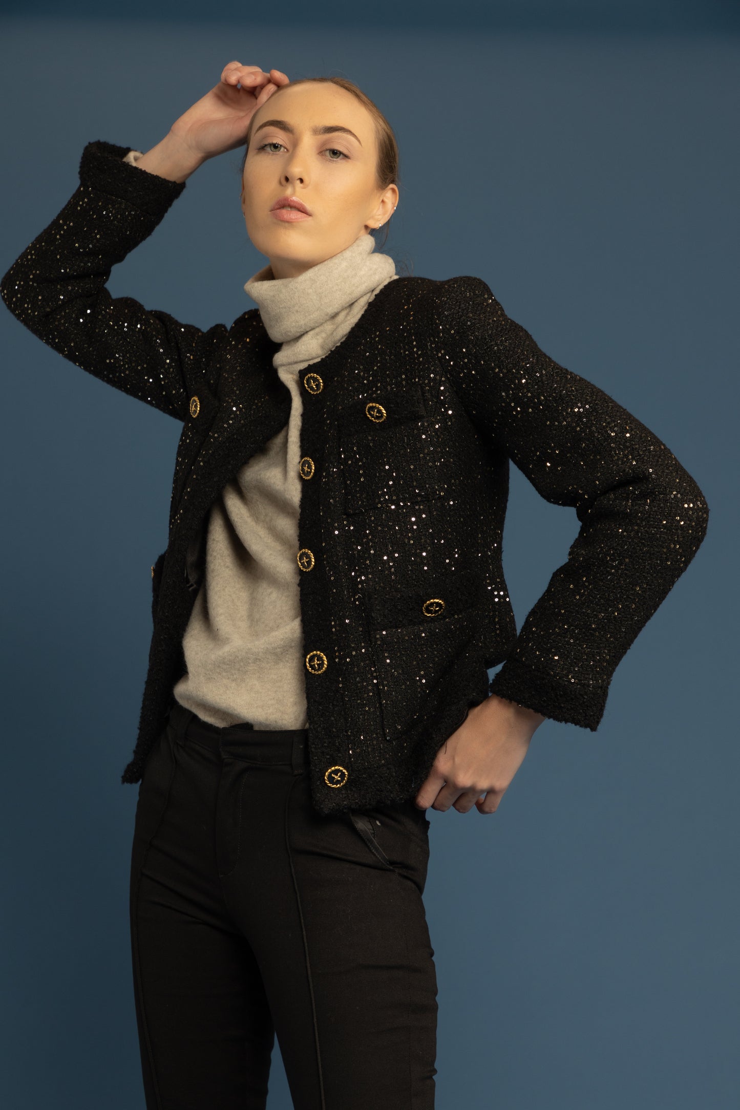 Black & Gold Tweed Jacket
