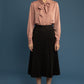Silk Bow Tie Cuffed Long Sleeve Shirt