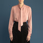 Silk Bow Tie Cuffed Long Sleeve Shirt