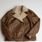 Vegan Sherpa Vegan Leather Oversized Biker Jacket
