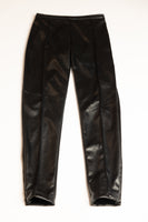 Vegan Leather Slim Fit Pintuck  Pants