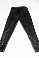Vegan Leather Slim Fit Pintuck  Pants