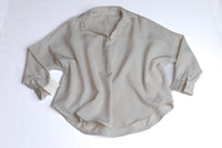 Oversized Cotton Collar V Neck Placket Shirt