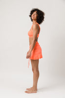 Drawstring Ruched, Ruffle Hem Skirt Cover Up