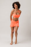 Drawstring Ruched, Ruffle Hem Skirt Cover Up