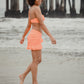 Drawstring Ruched, Ruffle Hem Skirt Cover Up