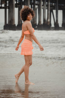 Drawstring Ruched, Ruffle Hem Skirt Cover Up