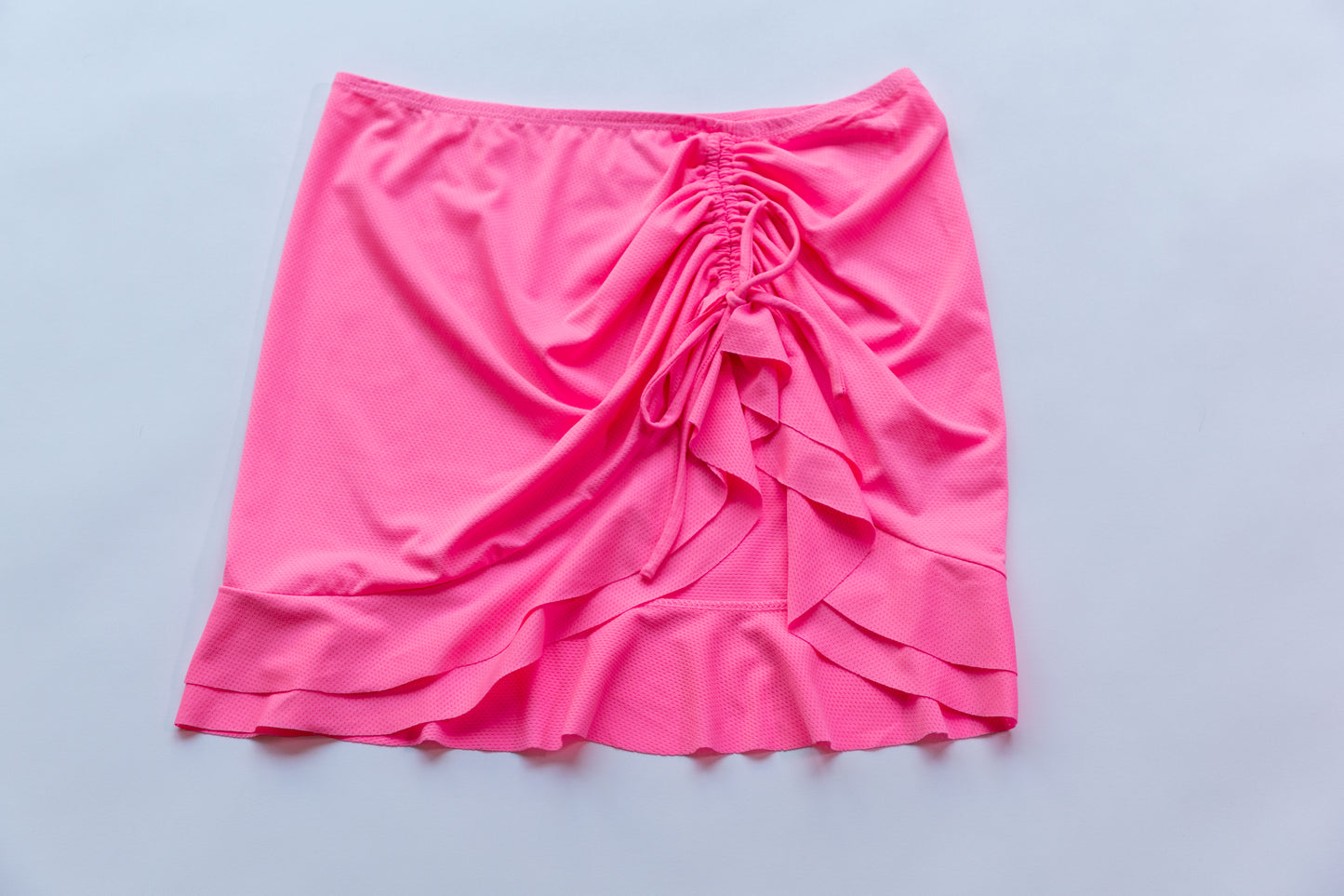 Drawstring Ruched, Ruffle Hem Skirt Cover Up