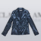 One Button Vegan Leather Blazer