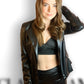 One Button Vegan Leather Blazer
