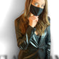 One Button Vegan Leather Blazer