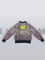 Beaded Leopard Face Satin Charmeuse Bomber Jacket