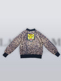Beaded Leopard Face Satin Charmeuse Bomber Jacket