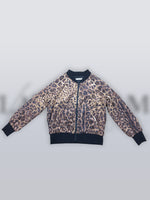Beaded Leopard Face Satin Charmeuse Bomber Jacket