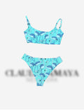Blue Flamingo Tie Front Top